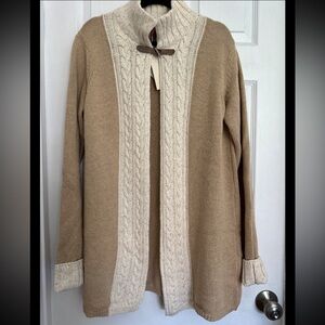 A.IDA open front long sweater cardigan beige size L 😄
